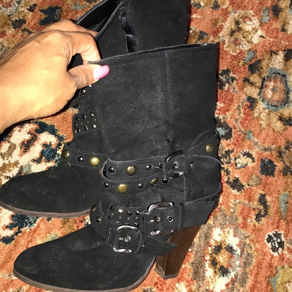 Black studded suede bootie - Picture 2 of 4